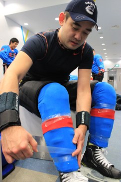 Jason Fong from Vancouver, Canada is delighted to find hockey in Singapore. 