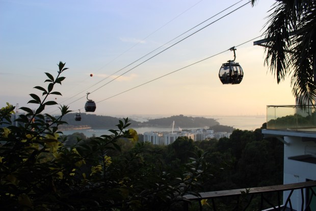 Mount Faber's cable cars that offer a quick trip over to Singapore's Sentosa Island. 