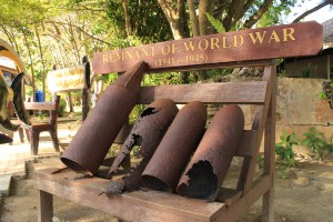 Evidence of Malaysia's involvement in World War II when Japan attacked Kota Kinabalu. 
